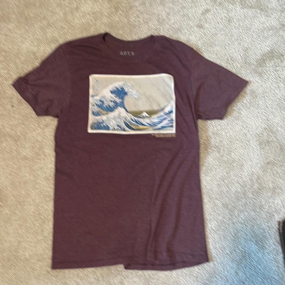 red ocean waves art t-shirt